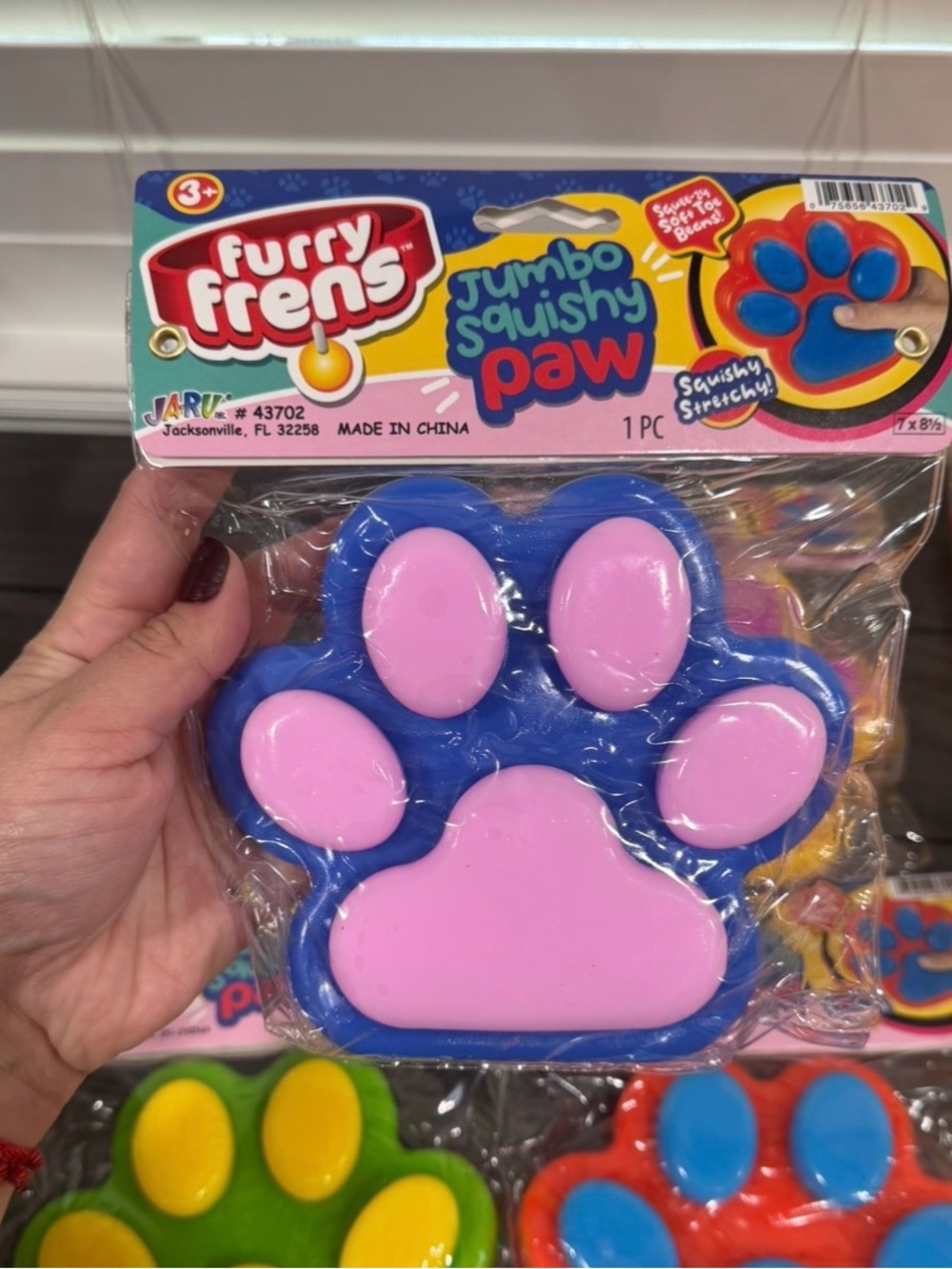 Jumbo Squishy Paw Plush-Feel Toy - Blue & Pink